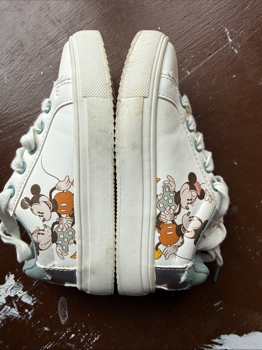 Disney White Kids Sneakers with Mickey & Minnie Print